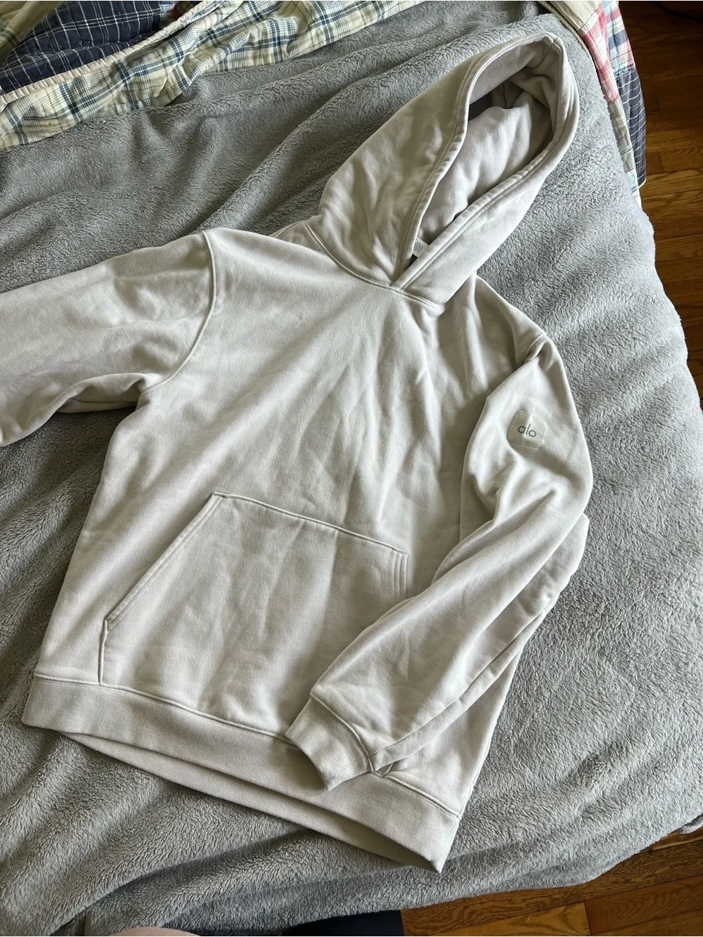 Alo Yoga Women’s Renown Heavy Weight Hoodie Bone Cream White Small